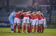 3 March 2017; St Patrick's Athletic players in a huddle before the SSE Airtricity League Premier Division match between Drogheda United and St Patrick's Athletic at United Park in Drogheda, Co. Louth. Photo by Piaras Ó Mídheach/Sportsfile