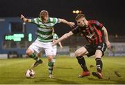 3 March 2017; Simon Madden of Shamrock Rovers in action against Jamie Doyle of Bohemians during the SSE Airtricity League Premier Division match between Shamrock Rovers and Bohemians at Tallaght Stadium in Dublin. Photo by Seb Daly/Sportsfile