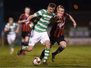 3 March 2017; Sean Boyd of Shamrock Rovers in action against Lorcan Fitzgerald of Bohemians during the SSE Airtricity League Premier Division match between Shamrock Rovers and Bohemians at Tallaght Stadium in Dublin. Photo by Seb Daly/Sportsfile