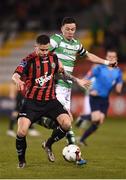 3 March 2017; Robert Cornwall of Bohemians in action against Ronan Finn of Shamrock Rovers during the SSE Airtricity League Premier Division match between Shamrock Rovers and Bohemians at Tallaght Stadium in Dublin. Photo by Seb Daly/Sportsfile