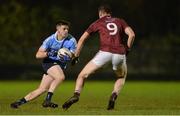 1 March 2017; Cillian O'Shea of Dublin in action against Liam O'Reilly of Westmeath during the EirGrid Leinster GAA Football Under 21 Championship Quarter-Final match between Westmeath and Dublin at Lakepoint in Mullingar, Co Westmeath. Photo by Piaras Ó Mídheach/Sportsfile