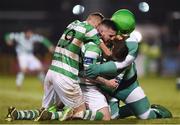 3 March 2017; Brandon Miele, second left, of Shamrock Rovers celebrates with team-mate Sean Boyd, left, after scoring his side's first goal during the SSE Airtricity League Premier Division match between Shamrock Rovers and Bohemians at Tallaght Stadium in Dublin. Photo by Seb Daly/Sportsfile