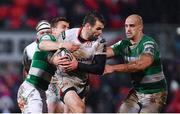 3 March 2017; Jared Payne of Ulster is tackled by Tommaso Iannone, left, and Marco Lazzaroni of Benetton Treviso during the Guinness PRO12 Round 17 match between Ulster and Benetton Treviso at the Kingspan Stadium in Belfast. Photo by Ramsey Cardy/Sportsfile