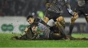 3 March 2017; Kieran Marmion of Connacht is tackled by Lloyd Greeff of Zebre during the Guinness PRO12 Round 17 match between Connacht and Zebre at the Sportsground in Galway. Photo by Matt Browne/Sportsfile