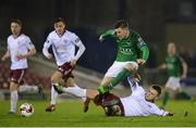 3 March 2017; Steven Beattie of Cork City in action against David Cawley of Galway United during the SSE Airtricity League Premier Division match between Cork City and Galway United at Turner's Cross in Cork. Photo by Eóin Noonan/Sportsfile