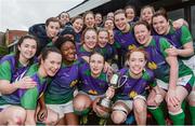 4 March 2017; CYM players celebrate with the cup after winning the Leinster Women’s League Division 2 Playoffs match between Tullow and CYM at Donnybrook Stadium in Donnybrook, Dublin. Photo by Eóin Noonan/Sportsfile