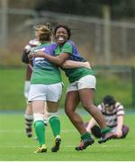 4 March 2017; Promise Chapwanya of CYM, right, celebrates with team mate Monica Beresford following the Leinster Women’s League Division 2 Playoffs match between Tullow and CYM at Donnybrook Stadium in Donnybrook, Dublin. Photo by Eóin Noonan/Sportsfile