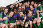 4 March 2017; CYM players celebrate with the cup after winning the Leinster Women’s League Division 2 Playoffs match between Tullow and CYM at Donnybrook Stadium in Donnybrook, Dublin. Photo by Eóin Noonan/Sportsfile