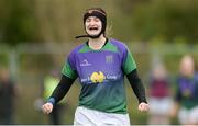 4 March 2017; Ashley Harmon of CYM celebrates after her side scored their first try during the Leinster Women’s League Division 2 Playoffs match between Tullow and CYM at Donnybrook Stadium in Donnybrook, Dublin. Photo by Eóin Noonan/Sportsfile