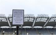 4 March 2017; A sign at the stadium prior to the Allianz Hurling League Division 1A Round 3 match between Dublin and Waterford at Croke Park in Dublin. Photo by Brendan Moran/Sportsfile