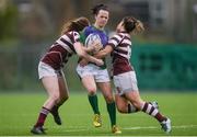 4 March 2017; Brenda Healy of CYM is tackled by Chloe Farrell, left, and Katie O'Brien, right, of Tullow during the Leinster Women’s League Division 2 Playoffs match between Tullow and CYM at Donnybrook Stadium in Donnybrook, Dublin. Photo by Eóin Noonan/Sportsfile