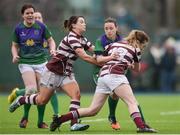 4 March 2017; Siobhan Leahy of CYM is tackled by Katie O'Brien, left and Chloe Farrell, right, of Tullow during the Leinster Women’s League Division 2 Playoffs match between Tullow and CYM at Donnybrook Stadium in Donnybrook, Dublin. Photo by Eóin Noonan/Sportsfile