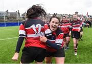 4 March 2017; The Wicklow team celebrate following their side's victory after the Leinster Women’s Day Division 3 Playoffs match between Wicklow and Garda/Westmanstown at St. Michael's College in Ailesbury Road, Dublin. Photo by David Fitzgerald/Sportsfile