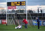 4 March 2017; Omagh St Enda's groundsmen Paul Turbit and Eugene Bradley line the pitch before the Allianz Football League Division 1 Round 4 match between Tyrone and Monaghan at Healy Park in Omagh, Co Tyrone. Photo by Oliver McVeigh/Sportsfile