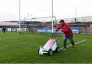 4 March 2017; Omagh St Enda's groundsman Paul Turbit lines the pitch before the Allianz Football League Division 1 Round 4 match between Tyrone and Monaghan at Healy Park in Omagh, Co Tyrone. Photo by Oliver McVeigh/Sportsfile
