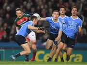 4 March 2017; Andy Moran of Mayo has his shot blocked by Darren Daly of Dublin during the Allianz Football League Division 1 Round 4 match between Dublin and Mayo at Croke Park in Dublin. Photo by Brendan Moran/Sportsfile