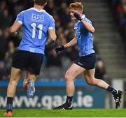 4 March 2017; Conor McHugh of Dublin celebrates after his side's first goal during the Allianz Football League Division 1 Round 4 match between Dublin and Mayo at Croke Park in Dublin. Photo by David Fitzgerald/Sportsfile