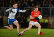 4 March 2017; Conor Meyler of Tyrone  in action against Fintan Kelly of Monaghan  during the Allianz Football League Division 1 Round 4 match between Tyrone and Monaghan at Healy Park in Omagh, Co Tyrone. Photo by Oliver McVeigh/Sportsfile