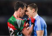 4 March 2017; Diarmuid O'Connor of Mayo and John Small of Dublin get close during the Allianz Football League Division 1 Round 4 match between Dublin and Mayo at Croke Park in Dublin. Photo by Brendan Moran/Sportsfile