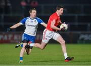 4 March 2017; Sean Cavanagh of Tyrone  in action against Jack Mc Carron of Monaghan during the Allianz Football League Division 1 Round 4 match between Tyrone and Monaghan at Healy Park in Omagh, Co Tyrone. Photo by Oliver McVeigh/Sportsfile
