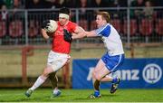 4 March 2017; Matthew Donnelly of Tyrone in action against Kieran Duffy of Monaghan during the Allianz Football League Division 1 Round 4 match between Tyrone and Monaghan at Healy Park in Omagh, Co Tyrone. Photo by Oliver McVeigh/Sportsfile