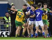 4 March 2017; Cavan and Donegal players tussle during the Allianz Football League Division 1 Round 4 match between Cavan and Donegal at Kingspan Breffni Park in Cavan. Photo by Matt Browne/Sportsfile