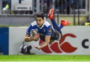 4 March 2017; Joey Carbery of Leinster scores his side's fourth try during the Guinness PRO12 Round 17 match between Leinster and Scarlets at the RDS Arena in Ballsbridge, Dublin. Photo by Seb Daly/Sportsfile