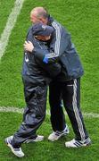 6 August 2011; Dublin manager Pat Gilroy, right, celebrates with selector Mickey Whelan after the game. GAA Football All-Ireland Senior Championship Quarter-Final, Dublin v Tyrone, Croke Park, Dublin. Picture credit: Daire Brennan / SPORTSFILE