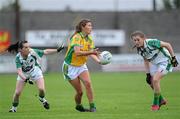 6 August 2011; Ciara Hegarty, Donegal, in action against Sarah Houlihan,13, and Maria Quirke, Kerry. TG4 Ladies Football All-Ireland Senior Championship Round 2 Qualifier, Donegal v Kerry, St Brendan's Park, Birr, Co. Offaly. Picture credit: Matt Browne / SPORTSFILE