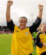 7 August 2011; Noelle Murray, St Catherine’s LFC, Dublin, celebrates after the game. FAI Umbro Women's Senior Challenge Cup Final 2011, Wilton United, Cork v St Catherine’s LFC, Dublin, Turners Cross, Cork. Photo by Sportsfile