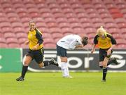 7 August 2011; Noelle Murray, left, St Catherine’s LFC, Dublin, runs to celebrate after scoring her side's 2nd goal. FAI Umbro Women's Senior Challenge Cup Final 2011, Wilton United, Cork v St Catherine’s LFC, Dublin, Turners Cross, Cork. Photo by Sportsfile