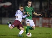 3 March 2017; Stephen Dooley of Cork City in action against Colm Horgan of Galway United during the SSE Airtricity League Premier Division match between Cork City and Galway United at Turner's Cross in Cork. Photo by Eóin Noonan/Sportsfile