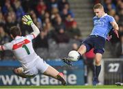 4 March 2017; Eoghan O'Gara of Dublin misses a one on one chance against Mayo goalkeeper David Clark during the Allianz Football League Division 1 Round 4 match between Dublin and Mayo at Croke Park in Dublin. Photo by David Fitzgerald/Sportsfile
