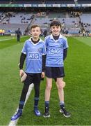 4 March 2017; Allianz mascots Cillian Keegan, left, and Jack Moore, both from Colmmille's GAA Club, Dublin, ahead of the Allianz Hurling League Division 1A Round 3 game between Dublin and Waterford at Croke Park in Dublin. Photo by Brendan Moran/Sportsfile