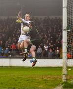 5 March 2017; Tommy Moolick of Kildare scores his side's second goal despite Christopher Snow of Fermanagh during the Allianz Football League Division 2 Round 4 match between Kildare and Fermanagh at St Conleth's Park in Newbridge, Co Kildare. Photo by Piaras Ó Mídheach/Sportsfile