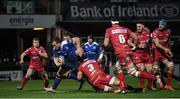 4 March 2017; Peter Dooley of Leinster is tackled by Werner Kruger of Scarlets during the Guinness PRO12 Round 17 match between Leinster and Scarlets at the RDS Arena in Ballsbridge, Dublin. Photo by Stephen McCarthy/Sportsfile
