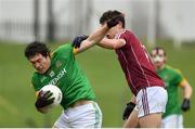 5 March 2017; Padraic Harnan of Meath is tackled by Michael Daly of Galway during the Allianz Football League Division 2 Round 4 match between Meath and Galway at Páirc Tailteann in Navan, Co Meath. Photo by Ramsey Cardy/Sportsfile