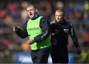 5 March 2017; Roscommon manager Kevin McStay remonstrates with referee Barry Cassidy over additional time at the end of the first half during the Allianz Football League Division 1 Round 4 match between Roscommon and Kerry at Dr Hyde Park in Roscommon. Photo by Stephen McCarthy/Sportsfile