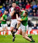 5 March 2017; Gareth Bradshaw of Galway is tackled by Brian Power of Meath during the Allianz Football League Division 2 Round 4 match between Meath and Galway at Páirc Tailteann in Navan, Co Meath. Photo by Ramsey Cardy/Sportsfile