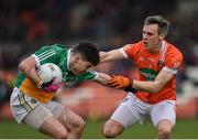 5 March 2017; Bernard Allen of Offaly in action against  Mark Shields of Armagh during the Allianz Football League Division 3 Round 4 match between Armagh and Offaly held at the Athletic grounds, in Armagh Photo by Philip Fitzpatrick/Sportsfile