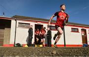 5 March 2017; Gerard McGovern of Down and his team mates enter the field before the Allianz Football League Division 2 Round 4 match between Derry and Down at Celtic Park, Derry, Co. Derry Photo by Oliver McVeigh/Sportsfile