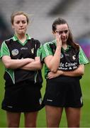 5 March 2017; Eglish players Niamh McNulty, left, and Ashling Donnelly following their side's defeat during the AIB All-Ireland Intermediate Camogie Club Championship Final game between Myshall and Eglish at Croke Park in Dublin. Photo by Seb Daly/Sportsfile