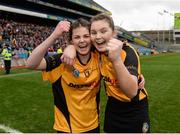 5 March 2017; Emma Coogan, left, and Kate Nolan of Myshall celebrate following their side's victory during the AIB All-Ireland Intermediate Camogie Club Championship Final game between Myshall and Eglish at Croke Park in Dublin. Photo by Seb Daly/Sportsfile