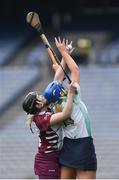 5 March 2017; Brona Ní Chaiside of Slaughtneil in action against Maria Cooney of Sarsfields during the AIB All-Ireland Senior Camogie Club Championship Final game between Sarsfields and Slaughtneil at Croke Park in Dublin. Photo by Seb Daly/Sportsfile