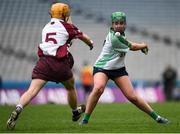 5 March 2017; Sarah Spellman of Sarsfields in action against Gráinne O'Kane of Slaughtneil during the AIB All-Ireland Senior Camogie Club Championship Final game between Sarsfields and Slaughtneil at Croke Park in Dublin. Photo by Seb Daly/Sportsfile