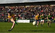 5 March 2017; Ciaráin Murtagh of Roscommon shoots to score his side's goal, from a penalty, during the Allianz Football League Division 1 Round 4 match between Roscommon and Kerry at Dr Hyde Park in Roscommon. Photo by Stephen McCarthy/Sportsfile