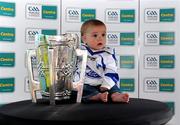7 August 2011; Tadhg Harris, aged 7 months, from Portlaw, Co. Waterford, sits with the Liam MacCarthy cup before the GAA Hurling All-Ireland Senior Championship Semi-Final, Kilkenny v Waterford, Croke Park, Dublin. Picture credit: Daire Brennan / SPORTSFILE