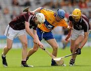 7 August 2011; Eoin Enright, Clare, in action against John Hanbary, left, and Jonathan Glynn, Galway. GAA Hurling All-Ireland Minor Championship Semi-Final, Clare v Galway, Croke Park, Dublin. Picture credit: Ray McManus / SPORTSFILE