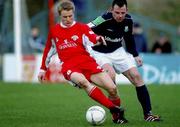 13 March 2002; Colin O'Brien of Cork City in action against Gareth Cronin of Shamrock Rovers during the Eircom League Premier Division match between Cork City and Shamrock Rovers at Turners cross in Cork. Photo by David Maher/Sportsfile