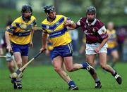 18 March 2002; Conor Plunkett of Clare in action against Richie Murray of Galway during the Allianz National Hurling League Division 1A Round 3 match between Galway and Clare at Duggan Park in Ballinasloe, Galway. Photo by Ray McManus/Sportsfile
